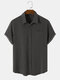 Mens Solid Color Chest Pocket Cotton Short Sleeve Denim Shirts - Dark Gray