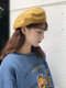 Women Cotton Solid Color All-match Painter Hat Beret - Yellow