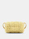 Women Dacron Fashion Plush Weave Solid Color Crossbody Bag Brief Handbag - Yellow