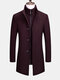Abrigo grueso de lana informal de negocios de un solo pecho para hombre - Vino rojo