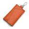 Men Cow Leather Wallet Key Genuine Leather Passport Wristlet Wallet - Orange