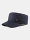 Men Cotton Stitching Letter Metal Label Casual Sunscreen Military Cap Flat Cap - Navy