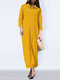 Women Polka Dot Print Button Long Sleeve Casual Jumpsuit - Yellow