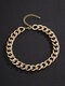 Trendy Hip Hop Geometric-shaped Single Chain Aluminum Necklace - Gold