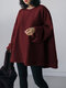 Solid Color O-neck Long Sleeve Casual Sweatshirt - Wine Red