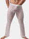 Sexy Spur Thin Translucent Loose Diamond Fabric Design Comfortable Pajamas Sleep Pants for Men - White