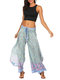 Floral Casual Pants Sports Yoga Clothes Beachwear Wide-leg Pants - #02