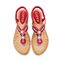 Rhinestone Bohemian Elastic Band Clip Toe Flat Sandals - Red