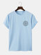 Mens Geometric Circle Chest Print Daily Short Sleeve T-Shirts - Blue