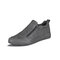 Men Slip Resistant Side Zipper Pure Color Brief Casual Shoes - Gray