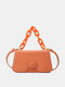 Women Faux Leather Fashion Chain Decoration Crossbody Bag Shoulder Bag - Orange