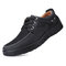 Men Old Peking Style Mesh Splicing Lace Up Casual Shoes - Black