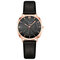 Trendy Elegant Women Wristwatch Rose Gold Alloy Case Leather Band Quartz Watches - Black