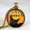 Vintage Metal Glass Cute Cat Necklace Geometric Round Animal Printed Gem Pendant Necklace - 02