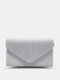 JOSEKO Ladies Satin Flap Hot Diamond Evening Bag Elegant Clutch Chain Shoulder Bag - White