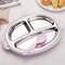 304 Stainless Steel Kids 3-Grid Home Cute Separation Shockproof Anti-hot Tableware Lunch Box Plate - Pink
