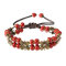 Women's Ethnic Bracelet Flower Ceramics Beads Retro Rope Bracelet - Red