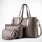 Women 3 PCS Vintage PU Leather Shoulder Bag Handbag Clutch Bag - Silver