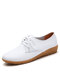 Women Casual Lace-up Soft Comfy Driving Shoes - White