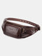 Men Genuine Leather Cow Leather Multifunction Vintage Business Crossbody Bag Chest Bag Sling Bag - Coffee