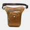 Men Genuine Leather Solid Outdoor Sport Practical Wear-resistance Belt Bag Leg Bag Waist Bag - Yellow