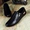 Men Side Zipper British Style Flat Slip On Casual Shoes - Black