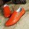 Men Side Zipper British Style Flat Slip On Casual Shoes - Orange