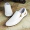 Men Side Zipper British Style Flat Slip On Casual Shoes - White