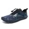 Large Size Men Fabric Slip Resistant Elastic Lace Hiking Casual Beach Water Shoes - Blue
