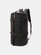 Men Vintage Canvas Large Capacity Multi-Carry Solid Color Cylinder Casual Backpack - Black