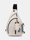 Men Nylon Earphone Hole Waterproof Large Capacity Chest Bags Shoulder Bag Crossbody Bag - Beige