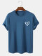 Mens Heart Graphic Crew Neck Plain 100% Cotton Short Sleeve T-Shirts - Blue