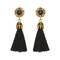 Women's Bohemian Earrings Elegant Crystal Rhinestone Tassel Earrings - Black