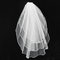3 Layers Bride Ivory White Wedding Bridal Short Satin Edge Veil With Comb - White