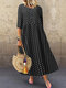 Polka Dot Print Half Sleeve Plus Size Dress for Women - Black