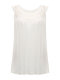 Loose Lace Crochet Patchwork Round Neck Sleeveless Shirt For Women  - White