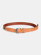 Women PU Alloy Vintage Pin Buckle Carved Rectangle Label Casual Decorative Belt - Brown+Silver