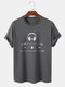 Mens Cotton Headphone Player Print Casual Short Sleeve T-Shirts - Dark Gray