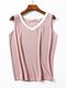Solid Color Sleeveless Tank Top With Shorts Suit For Women - #03