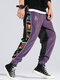 Tobillo con varios bolsillos y estampado lateral étnico para hombre longitud Pantalones - púrpura