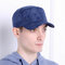 Mens Light Breathable Quick-dry Flat Peak Hat Outdoor Waterproof Anti-UV Plaid Sun Army Hat - Navy