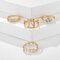 Bohemian Metal Hollow Five-pointed Star Ring Geometric N-shaped Rhinestones Ring Set - Gold
