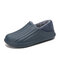 Men Waterproof PU Leather Backless Home Casual Warm Slippers - Navy