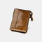 Men Genuine Leather RFID Anti-theft Multi-slots Retro Large Capacity Foldable Card Holder Wallet - Yellow