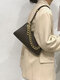 Women Crocodile Pattern Chain Shoulder Bag - Coffee