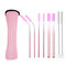 Portable 304 Stainless Steel Straw Set Spray Paint With Silicone Head Straw Environmentally Friendly - Pink