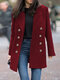 Solid Double Breasted Lapel Long Sleeve Blazer - Wine Red