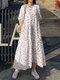 Floral Print Pocket Half Sleeve Ruffle Casual Maxi Dress - White