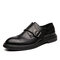Men Broguo Retro Metal Buckle Comfy Wearable Formal Business Casual Shoes - Black