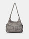 Women Faux Leather Multi-Carry Multi-Pocket Shoulder Bag Crossbody Bags - Gray